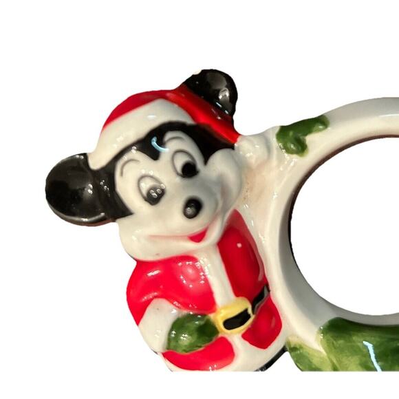VTG WALT DISNEY Productions Christmas Napkin Rings Mickey Mouse Japan Set Of 2 - Picture 6 of 6